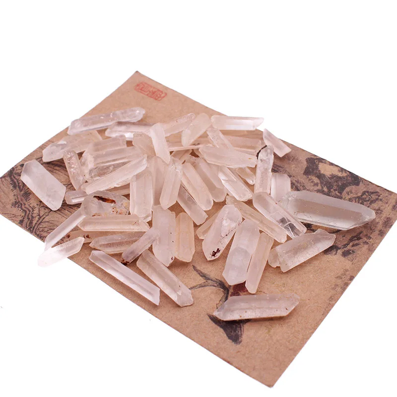 

Natural Crystal Rough Stone White Crystal Hexagonal Prism Gravel Decoration Long Strip of Energy Stone Divination Crystal