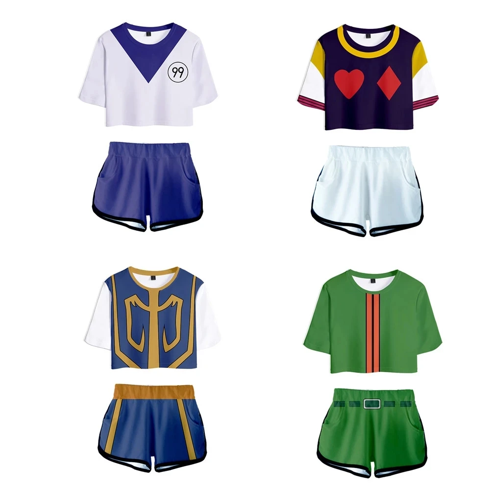 

Anime Hunter X Hunter 3D Print Tracksuit Halloween Kids Two Piece Set Top+Shorts Outfits Killua Zoldyck HIsoka Cosplay Costumes