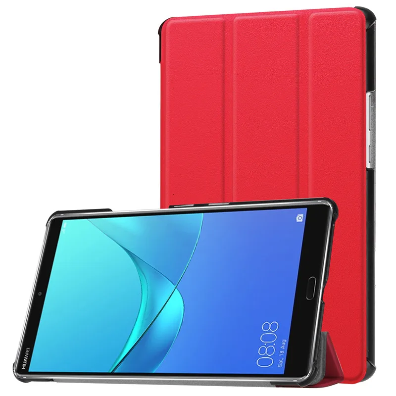 Чехол для планшета s для huawei MediaPad M5 8,", чехол с подставкой, Магнитный смарт-чехол, чехол для huawei SHT-W09, защитная оболочка+ ручка для SHT-AL09 - Цвет: red