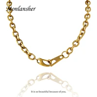 monlansher gold color stainless steel metal chunky chain necklace trendy vintage minimalist lobster clasp necklaces jewelry gift
