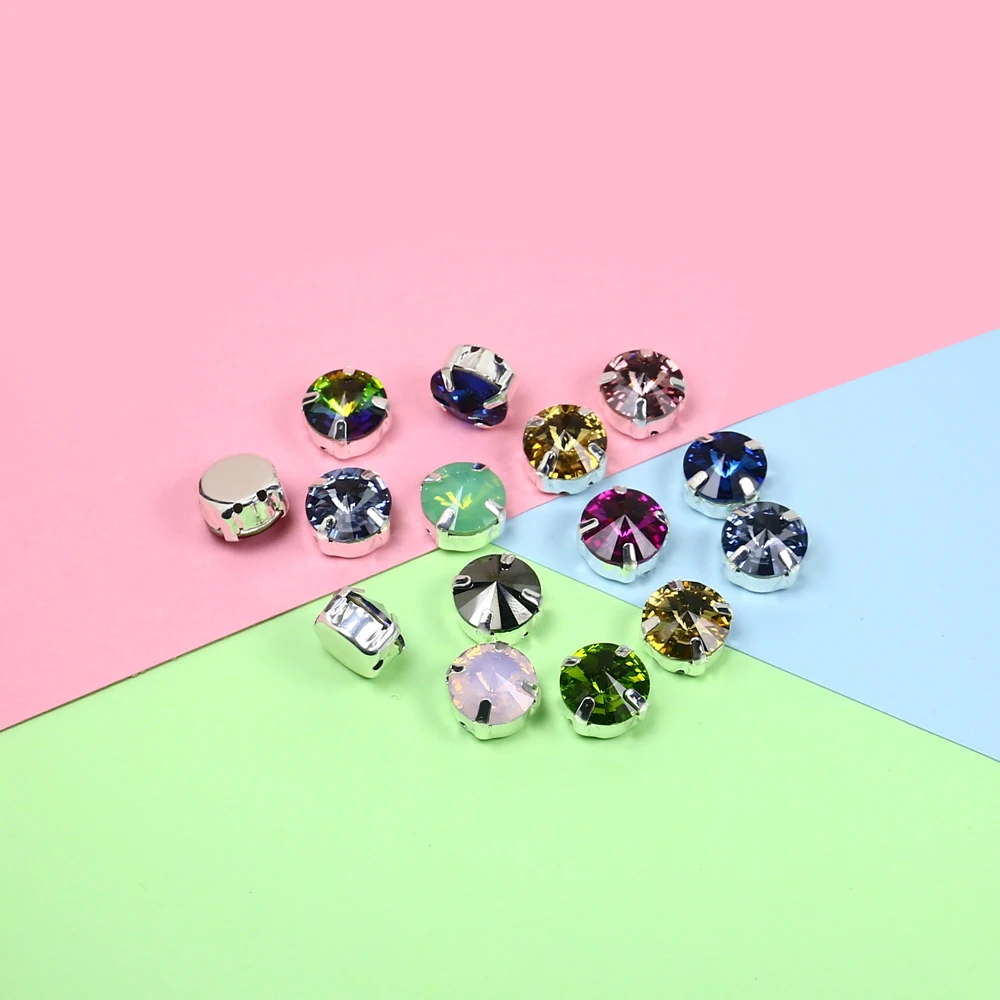 30 шт. микс цветов круглые стразы Rivoli s strass с плоской задней частью серебристые
