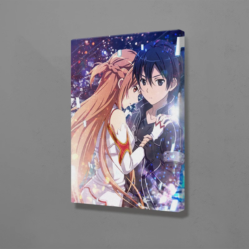 Меч искусство онлайн Холст плакат настенное Kirito and Asuna модульная Hd печать картина