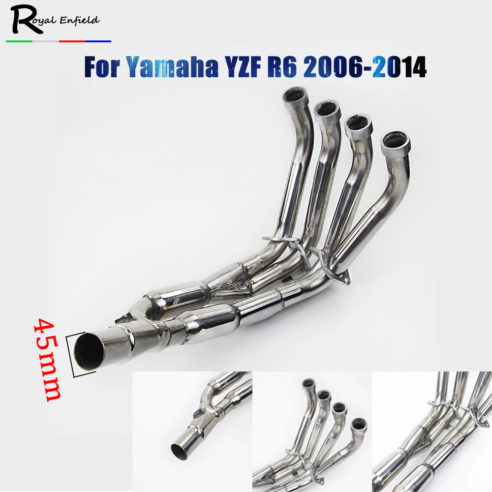 Для Yamaha 2006 2014 YZFR6 YZF R6 2013 2012 2011 2010 2009 2008 мотоцикл Выхлопная передняя Труба