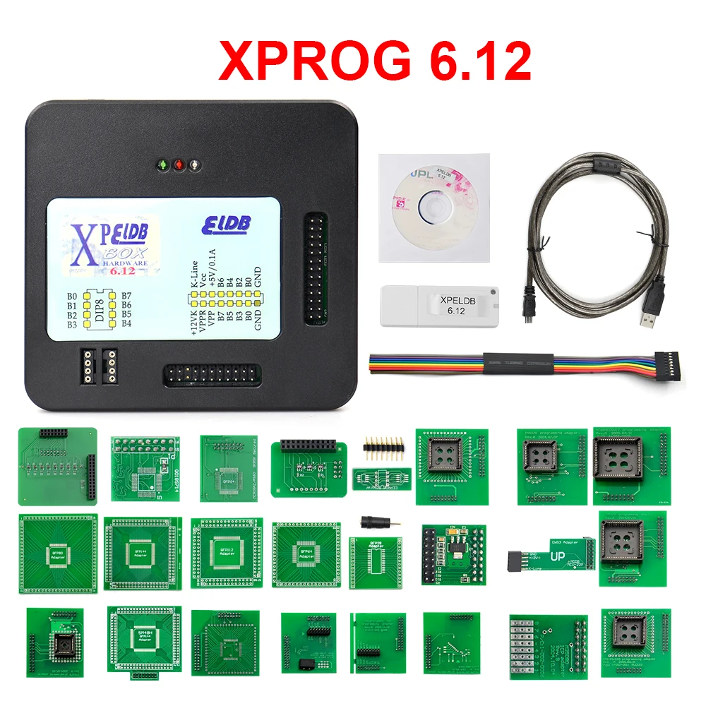 Программируемый чип ЭБУ XPROG V5.55 V5.70 V5.72 V5.74 V5.75 V5.84/V6.12 черный металлический корпус