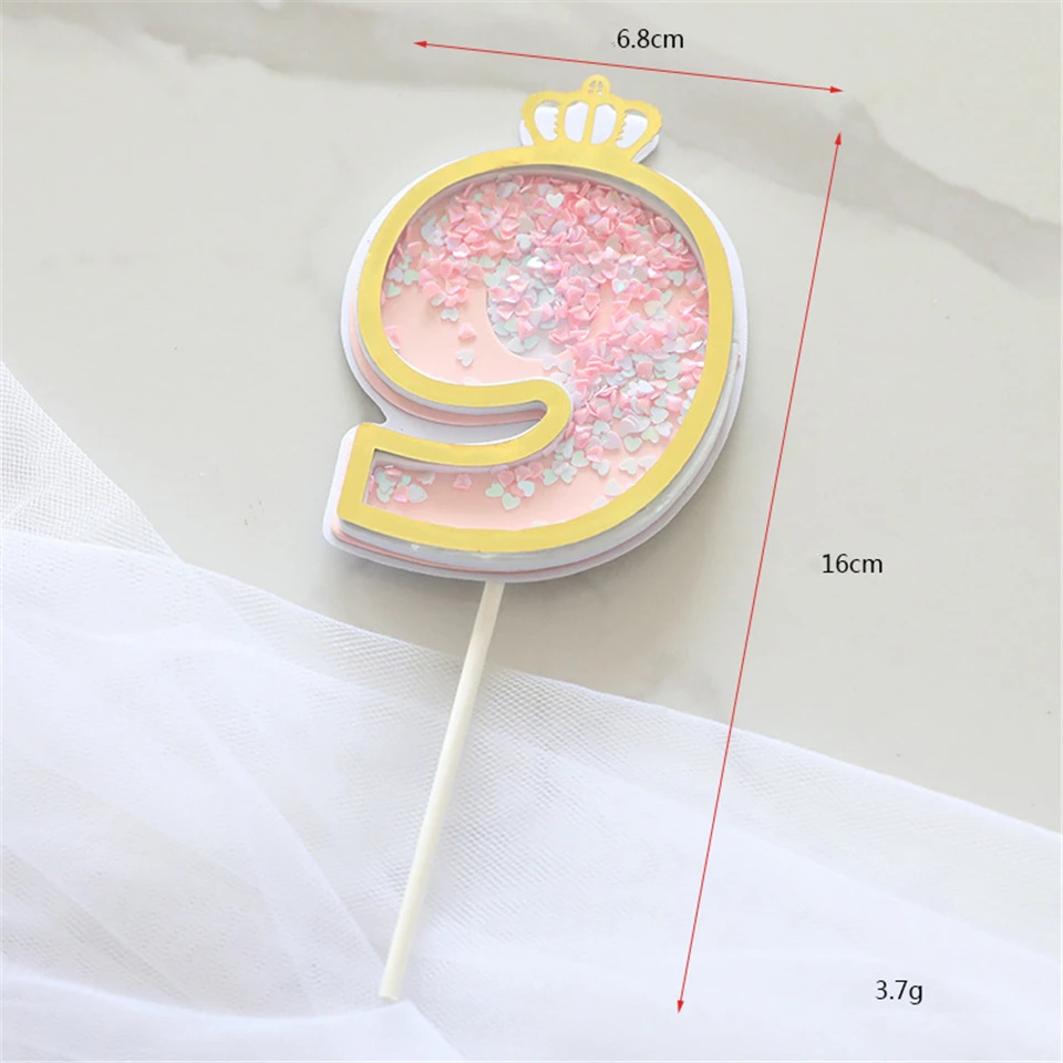 

1pcs Number Cake Topper Happy Birthday Party Flash Acrylic New Year Decoration For Home Party Supplies Cupcake Topper