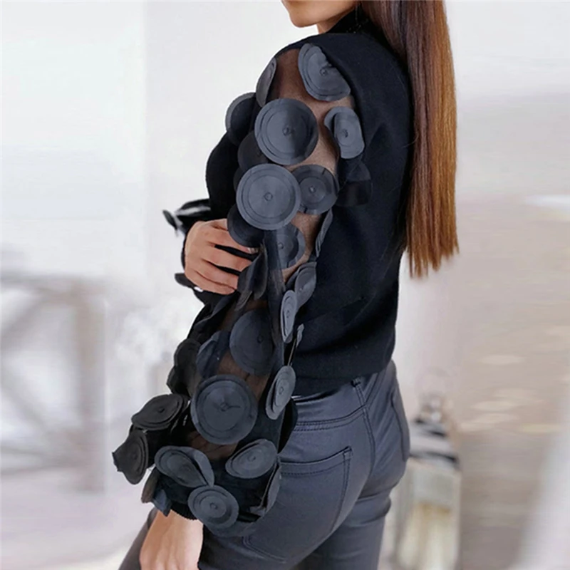 Сексуальная тонкая женская футболка с длинным рукавом одноцветная вырезом и