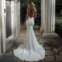 elegant boho wedding dresses mermaid 2021 spaghetti straps backless sexy beach bride dress backless bridal gown vestido de noiva