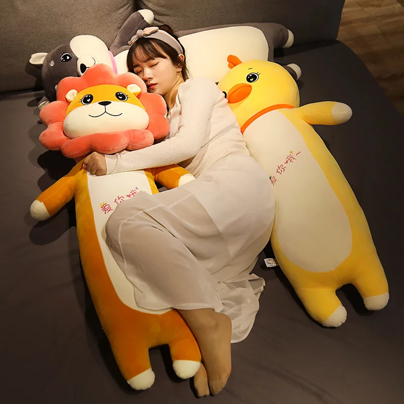Comprar Cojín Con Diseño De Gallina Y Husky De León Para Niñas, Cojín De Felpa Con Diseño De Animal De Dibujos Animados, Muñecos Para Dormir, Regalos Para Bebé, 110cm, 1 Unidad