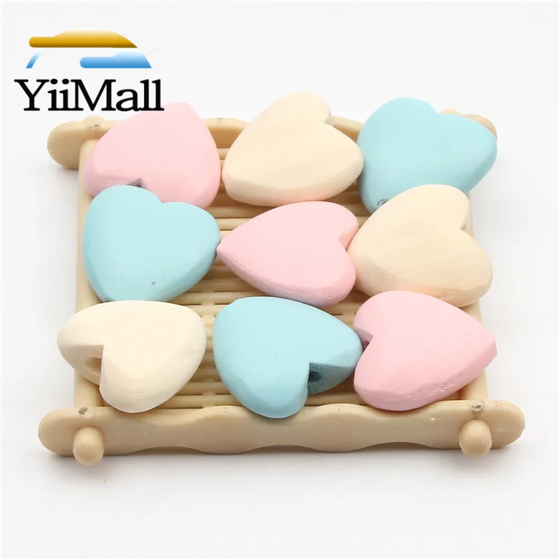 Бусины-разделители деревянные разноцветные 22 мм 10 шт. набор-тройка