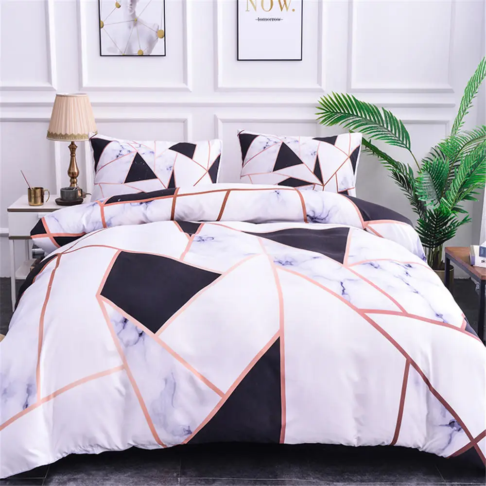 

Fashion Elegant Geometric Bedding Sets 3D Printing Marble Texture 2/3pcs Pillowcases Cover Set For HomeTextiles Luxury