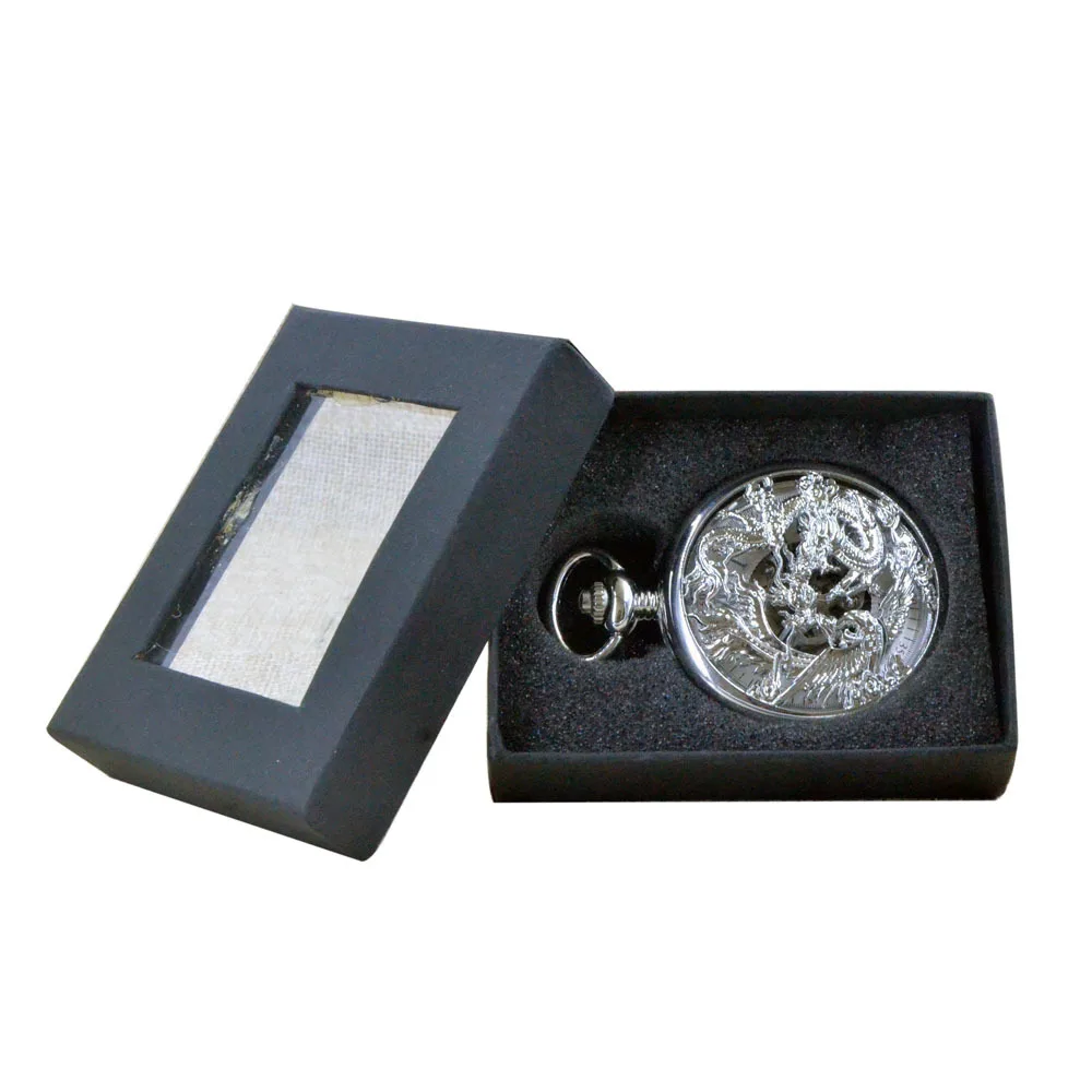 M076 Серебряный Дракон и Феникс раскладушка ручной Ветер Механические карманные