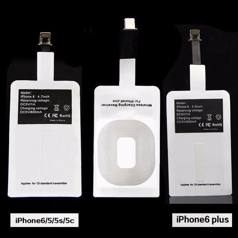 Для Apple IPhone 5 5S 5C SE 6 6 S 7 Plus Qi Беспроводное зарядное устройство приемник карта для I Phone 5 6 S мобильный телефон смарт-адаптер для зарядки