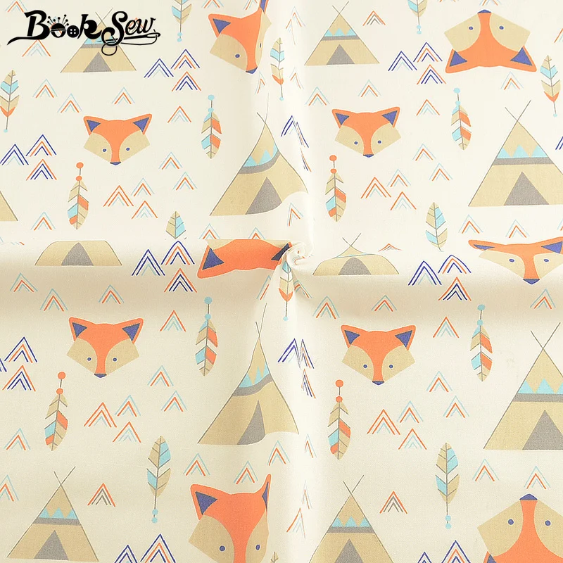 Booksew Textile Fabric Meter 100% Cotton Beige Twill Printed Foxes Design DIY Patchwork Sewing Scrapbooking Tissu Coton Curtain | Дом и сад