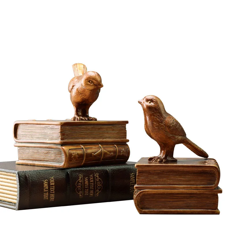

European-style Retro Bird Book By Ornaments Resin Animal Bookends Book Holders Home Accessories Study Soft Accessories