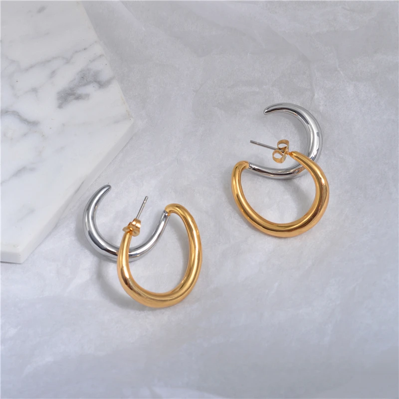 Европейский и американский стиль креативный дизайн двойной круг серьга