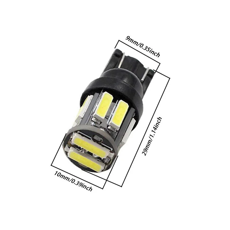 4 шт. Автомобильные светодиодные лампы T10 LED 194 168 W5W 10-7020 SMD с клиновидным цоколем