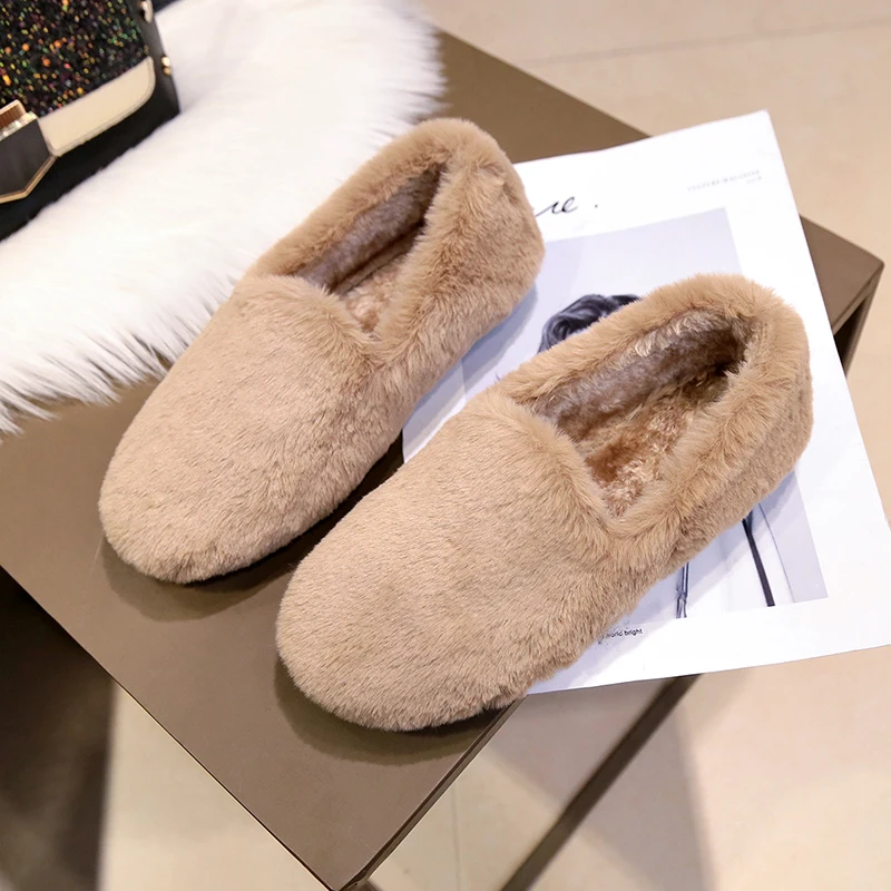 

Женская плюшевая обувь, новинка 2021, модная обувь на плоской подошве, плюшевые туфли в горошек, удобная однотонная женская обувь