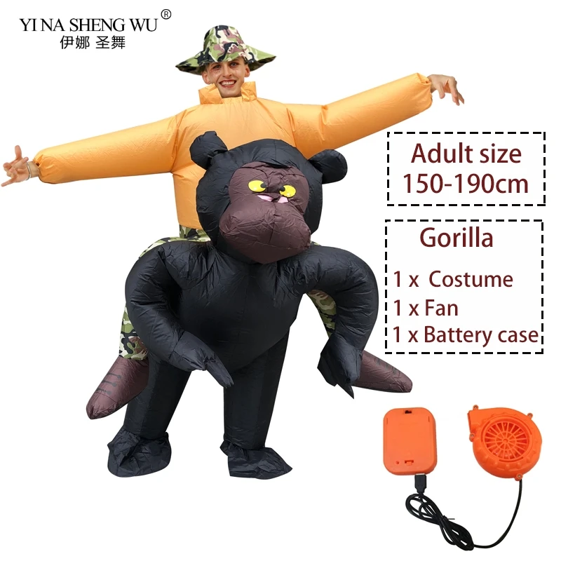 

Hot Sale Adult Gorilla Inflatable Costumes Halloween Purim Party Air Blown Ride On Gorilla Suits Carnival Animal Party Clothes