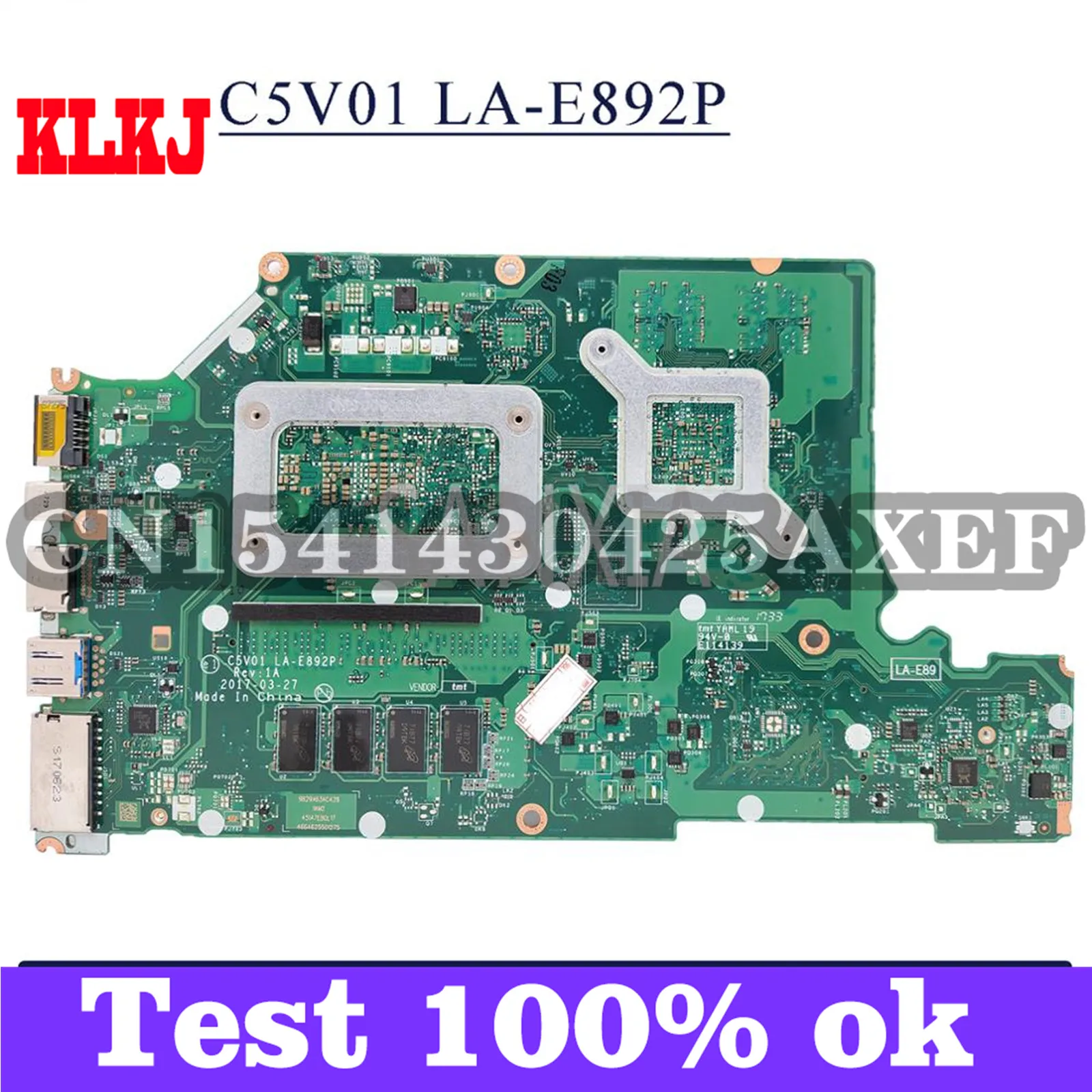 

KLKJ LA-E892P Laptop Motherboard For Acer A515-51G A615-51G Original Mainboard Onboard 4GB-RAM I5-7200U GT940MX/MX150-2GB