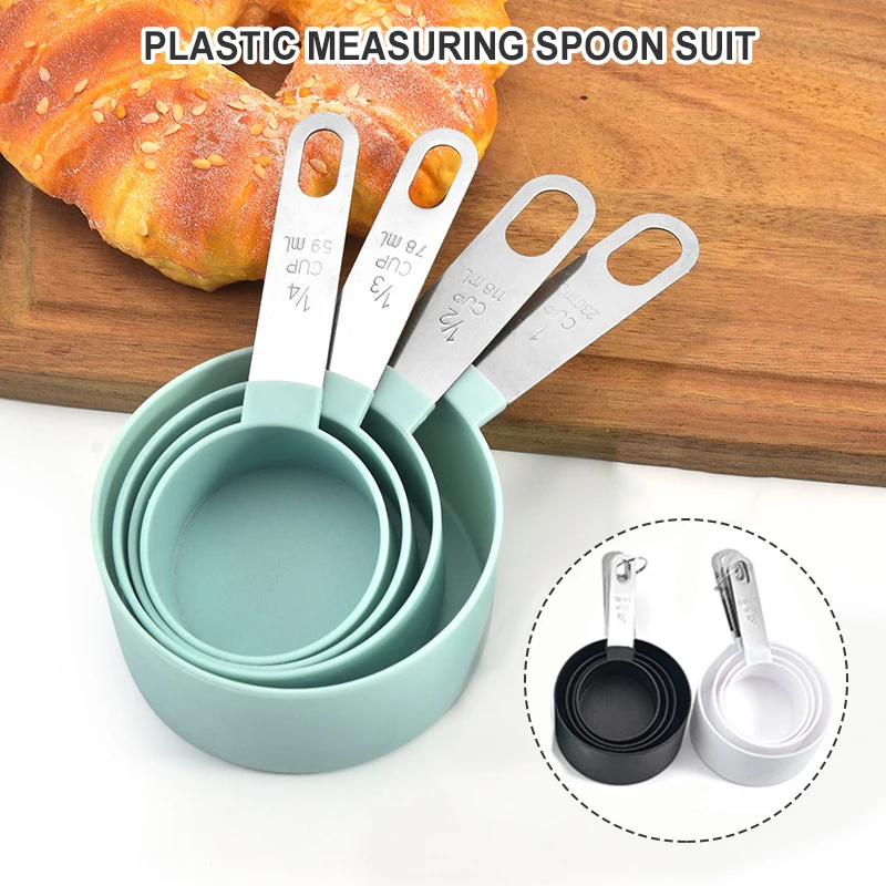 

4pcs Multi Functional Spoons Cup Measuring Tools PP Baking Accessories Stainless Steel Handle Measuring Spoons Kitchen Gadgets