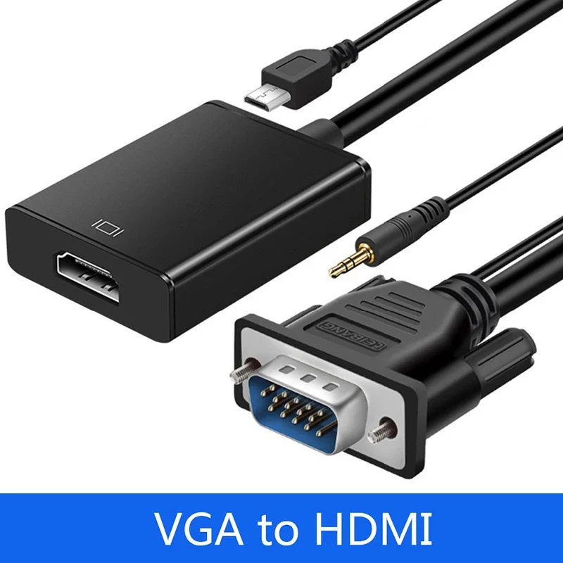 Новинка адаптер для кабеля VGA HDMI внешний с аудиовыходом 1080P ПК ноутбука проектора