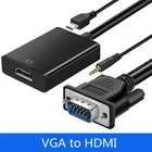 Новый Кабель-адаптер VGA в HDMI конвертер Папа-мама с аудиовыходом 1080P VGA HDMI адаптер для ПК, ноутбука, проектора HDTV