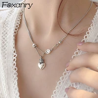 foxanry 925 stamp splicing chain necklace for women new trendy elegant vintage love heart thai silver party jewelry