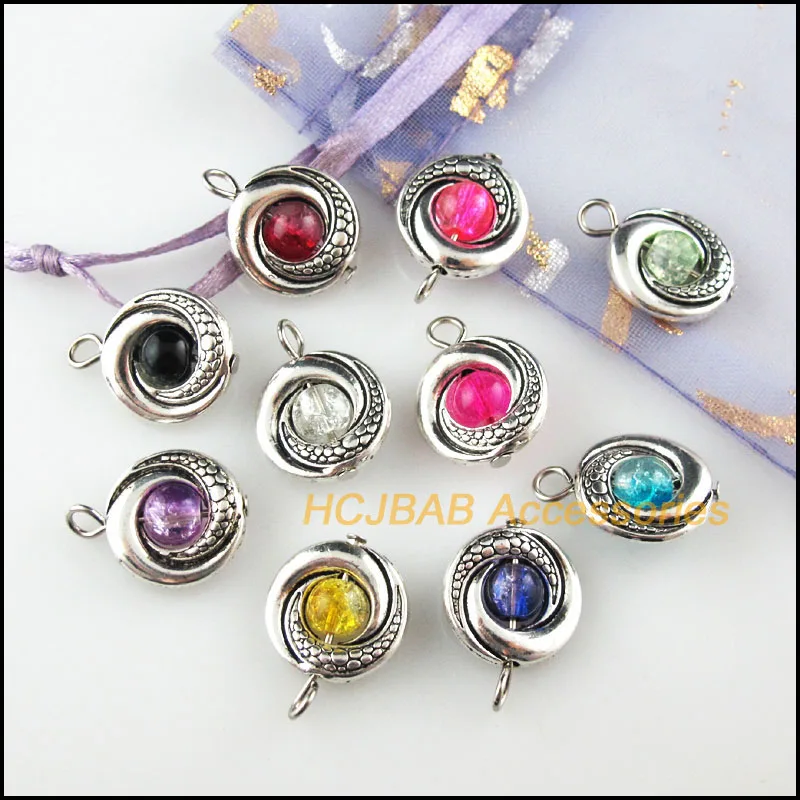 10 шт. тибетские Серебряные Круглые Подвески 15x19 мм