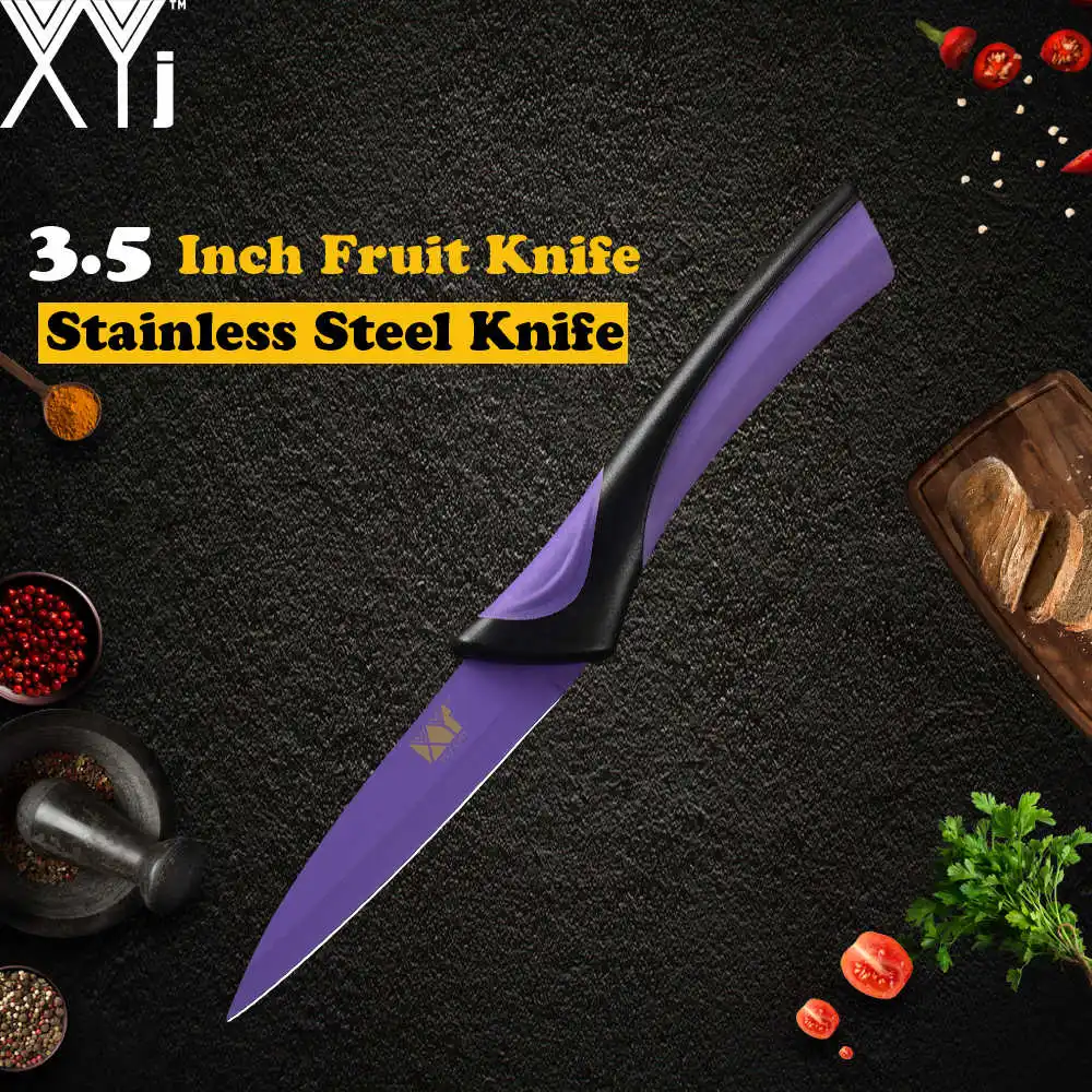 J.3.5 paring knife XYj, 8 шт., нержавеющая сталь, разноцветный набор ножей, точилка, 8 дюймов, Держатель ножей, шеф-повар, сантоку, нож для нарезки хлеба, нож для очистки овощей - Цвет: J.3.5 paring knife