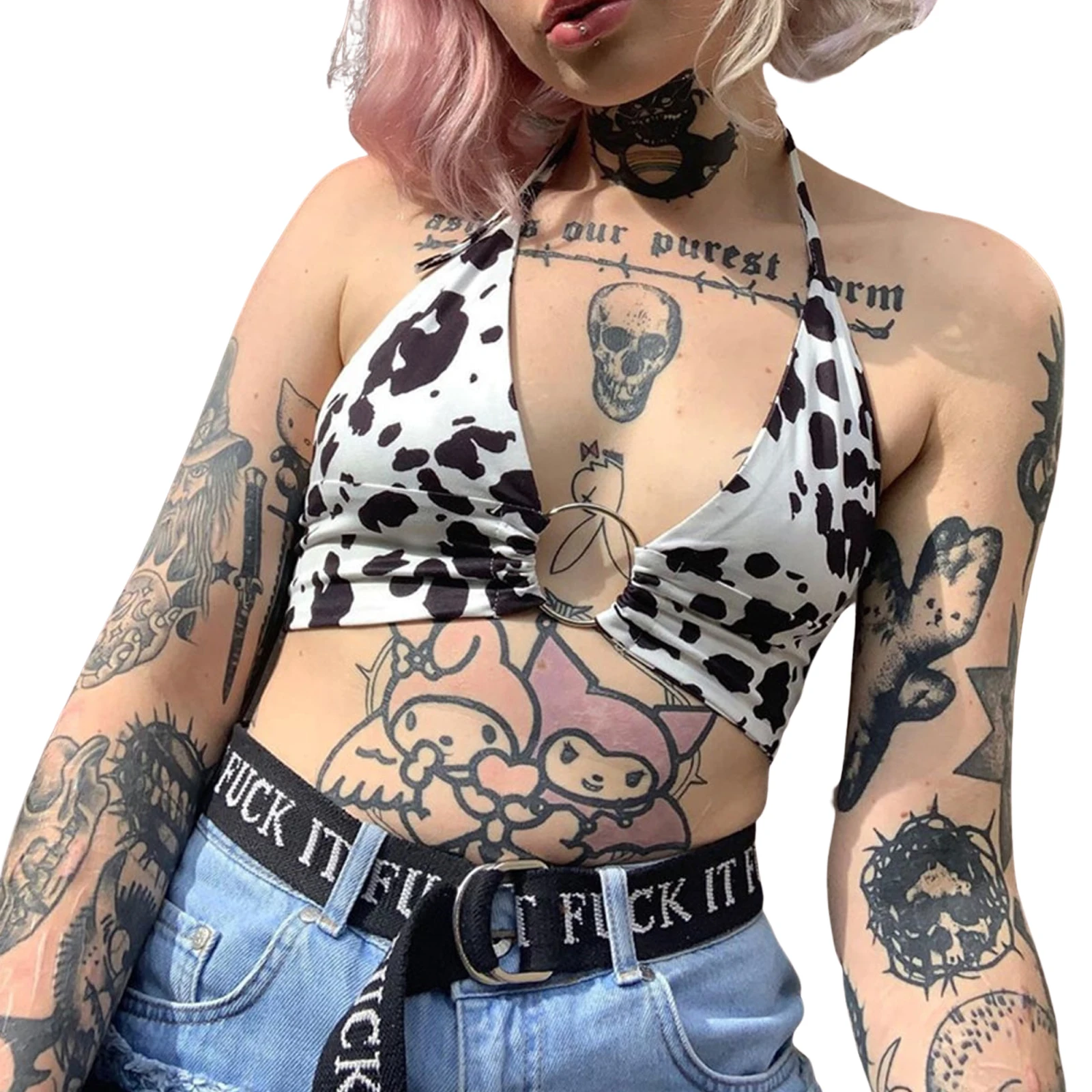 2021 Новая женская летняя обувь кроп-топы с изображением коровы Принт Джемпер