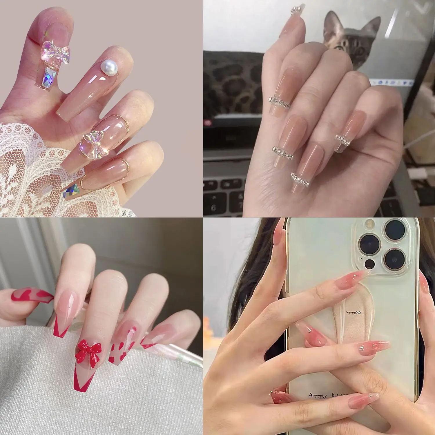 

24pcs/Box Press On Nails Full Cover Manicure Tool Artificial Coffin False Nails Wearable Nail Tips Fake Nails