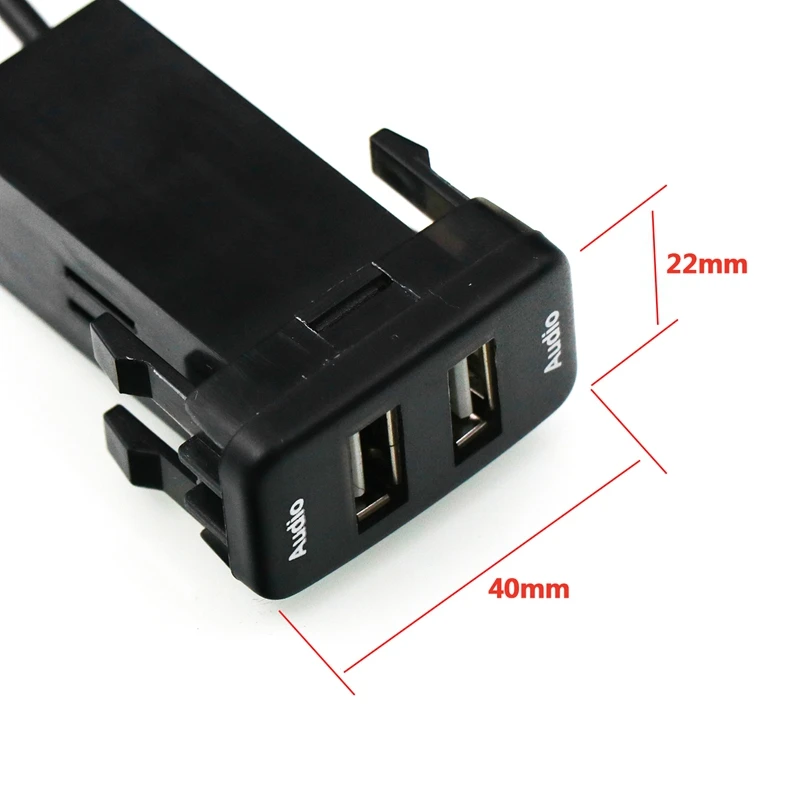 

Car USB Audio Input Socket Dual USB Audio Interface Suitable for Toyota Camry Corolla Yaris RAV4 Reiz