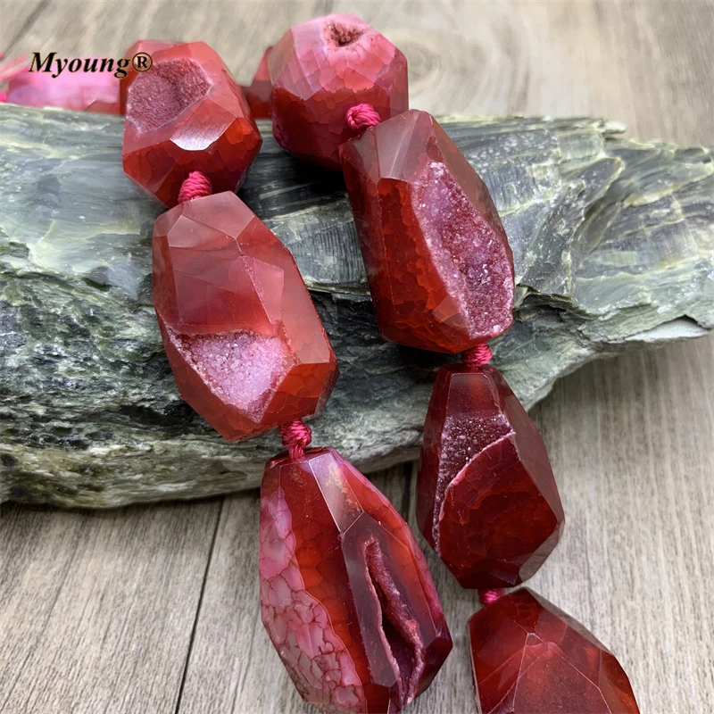 

Large Red Agates Geode Druzy Cutting Nugget Pendant Beads,Natural Stone Drusy Beads For DIY Jewelry Making MY210655