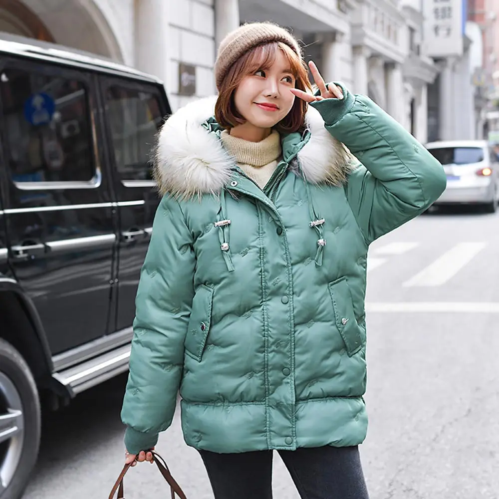 M 4XL плюс размер меховой воротник с капюшоном зимняя куртка женская парка пальто