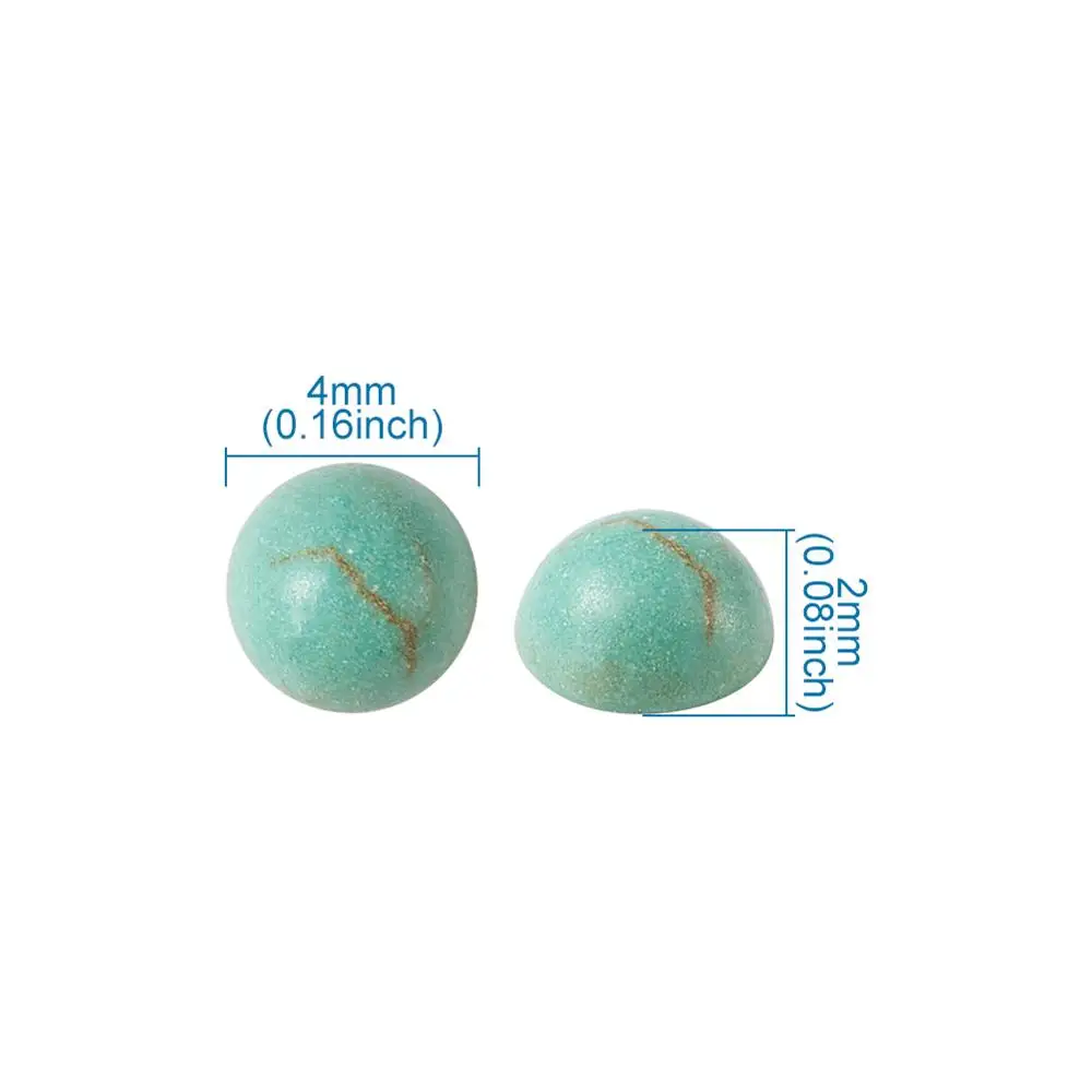 

100pcs 4x2mm DarkCyan Cabochons Half Round Synthetic Turquoise Gemstone Cabochons for Jewelry Making DIY Findings