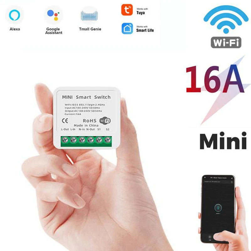 10A/16A Tuya WiFi Switch Led Light Smart Life Push Module APP Voice Relay Timer Work With Google Home Alexa