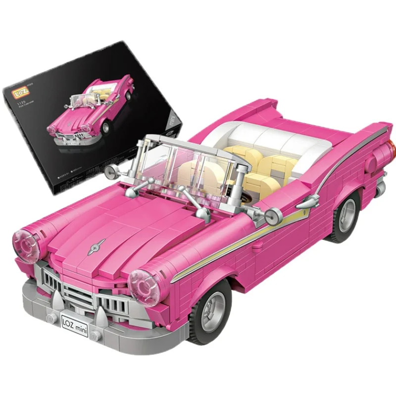 

LOZ Mini Blocks High-Tech Car Model Bricks Building Blocks wedding car Block Micro Pink Roadster Car Brick Christmas Gift 1125