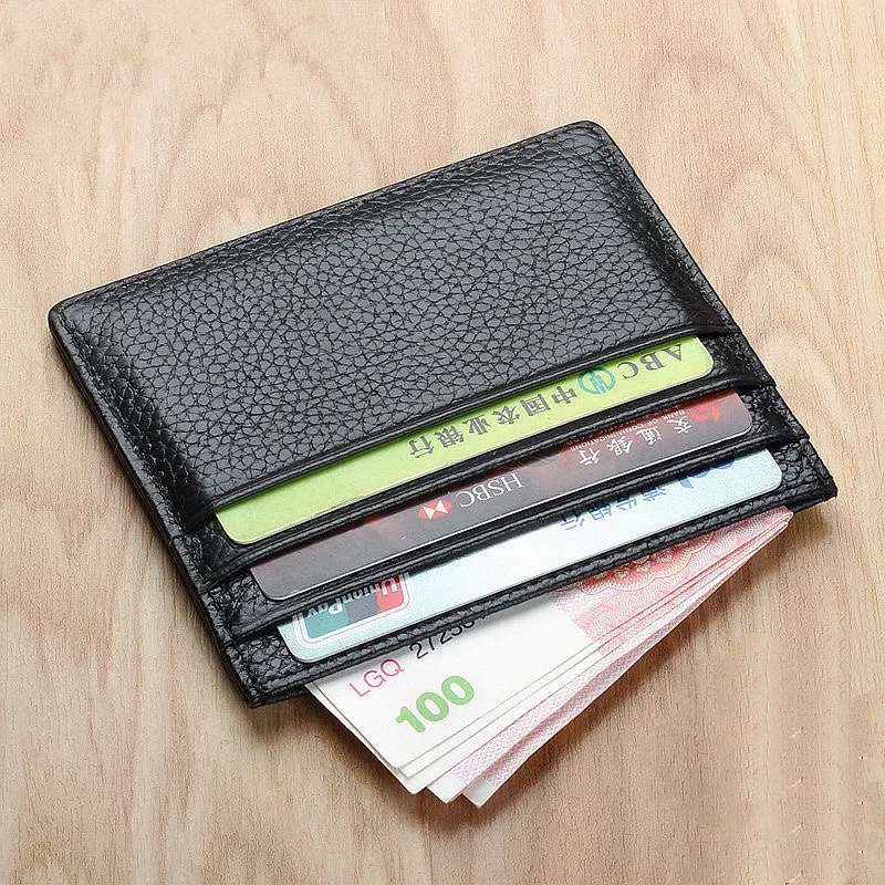 

Genuine Leather Card Holder Credit Crad Case for Women Men Mini ID Wallets Coin Purse Money Bag Luxury Design Couple Gifts