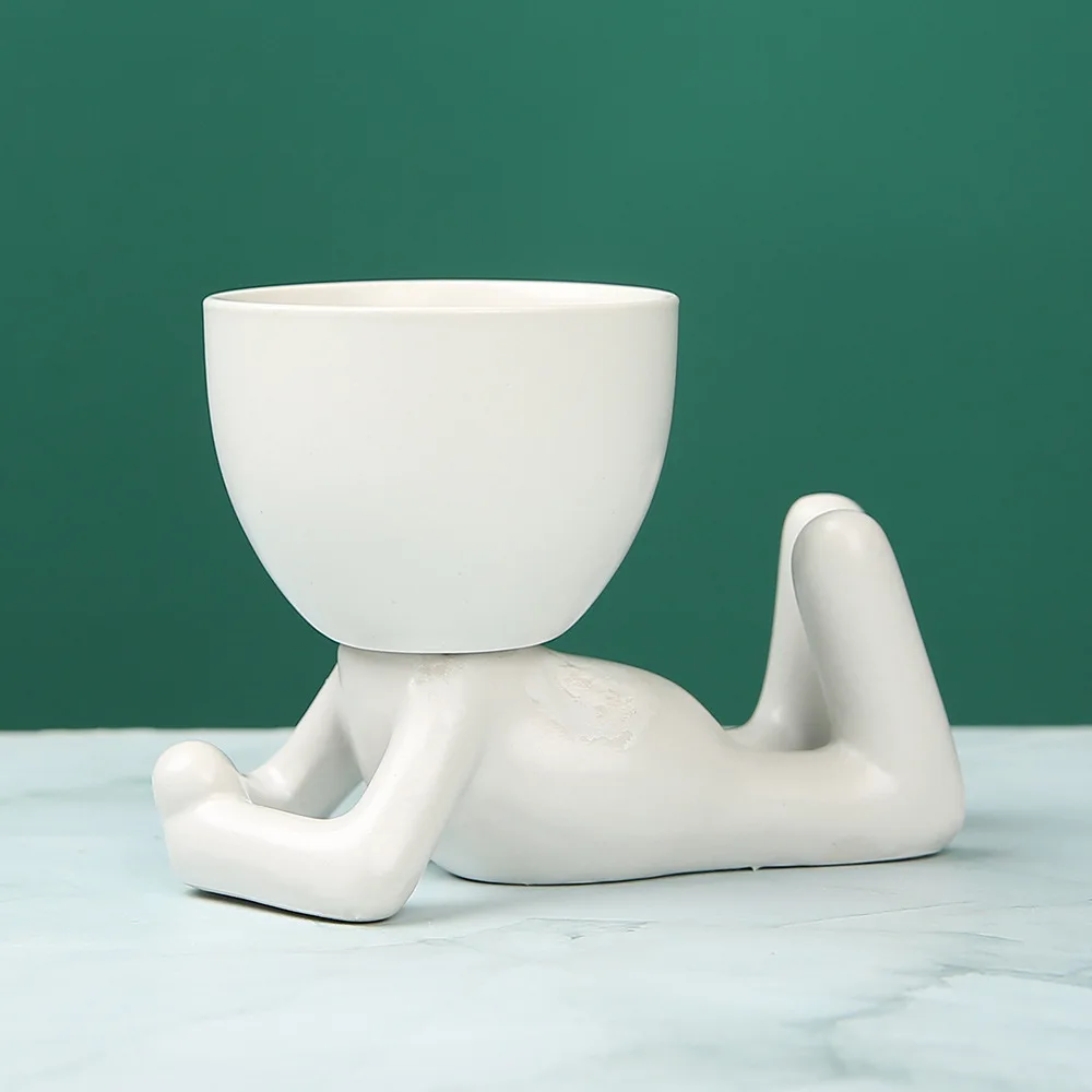 Керамическая ваза белая и черная статуэтка красивый цветочный горшок для