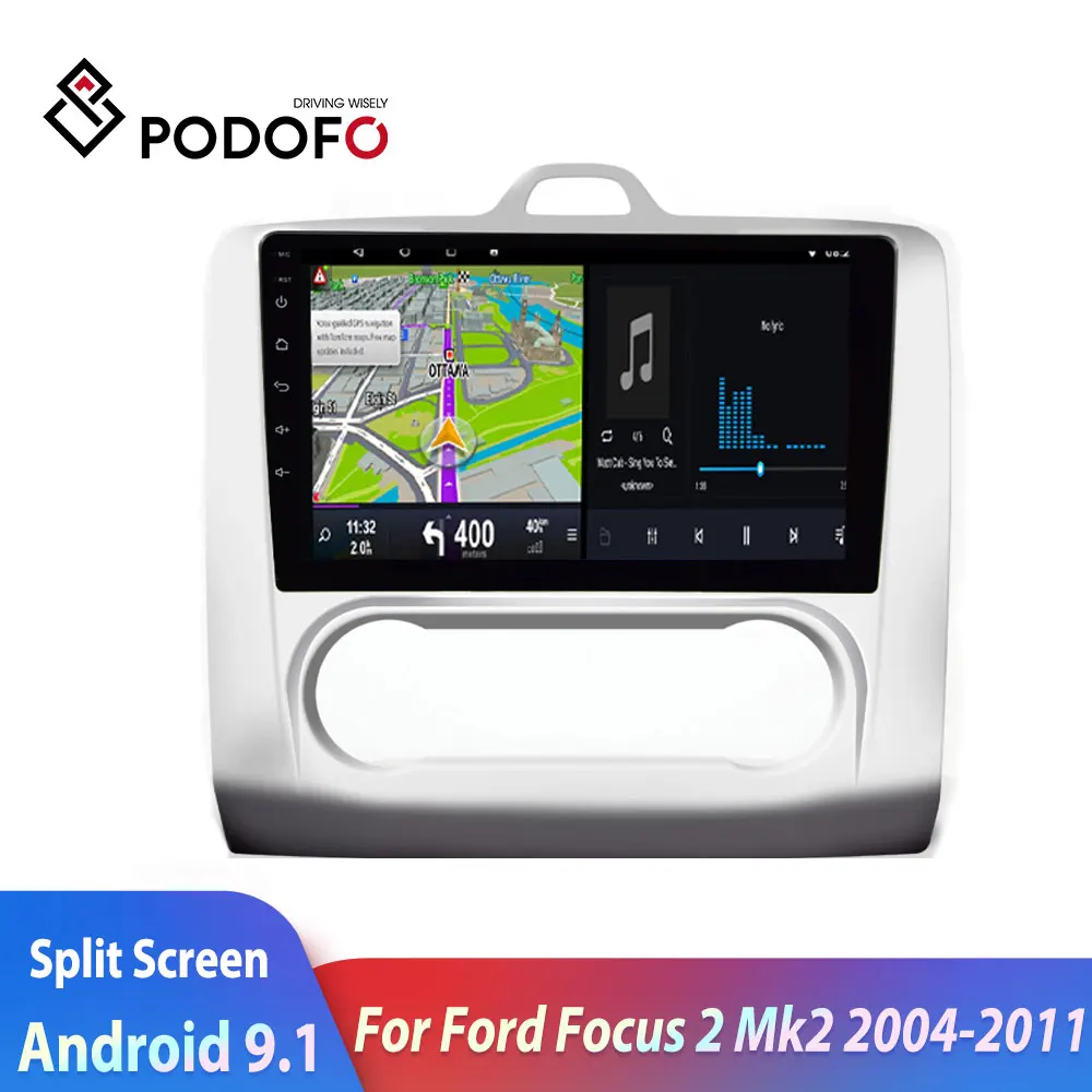 Podofo 2din автомобильный Радио Android мультимедийный плеер для Ford Focus 2 Mk2 2004 20112din GPS