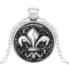 Ожерелье с подвеской в виде цветка лилии для мужчин и женщин, длинная цепочка с крестом, винтажная французская бижутерия