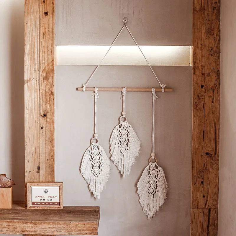 

Bohemian Tassel Leaf Tapestry Decor Nordic Macrame Wall Hanging Chic Home Living Room Bedroom Headboard Decoration Accessories
