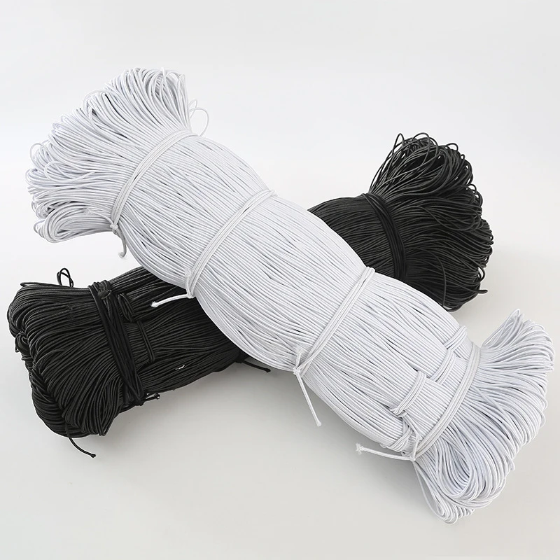 

Wholesale 1mm/2mm/3mm White Black Thin Round Elastic Bands Sewing Rubber Cord Elastic Rope Elastic Gum Tape for DIY Accessories