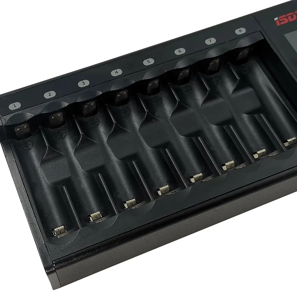 N8 LCD Display Universal Battery Charger 8-Slot Speedy Smart Battery Fast Charger for Rechargeable Batteries AA AAA Li-lon
