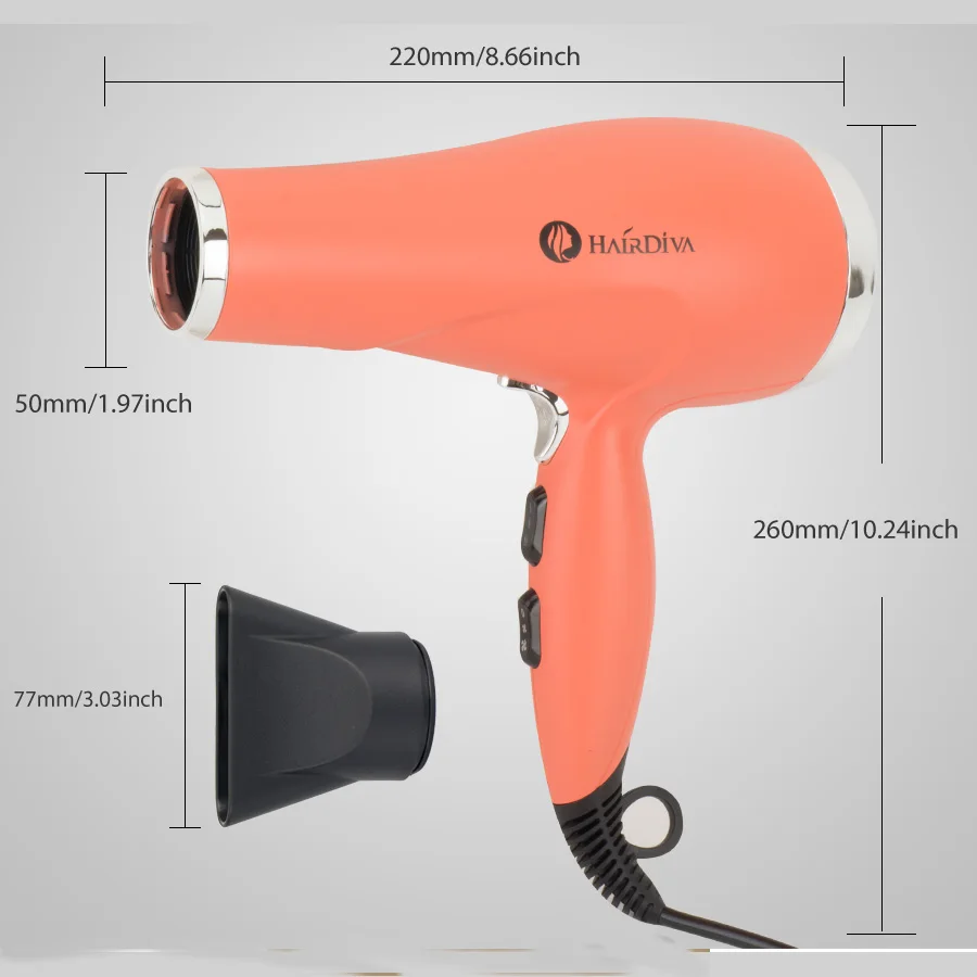 HairDiva Профессиональная 2000 Вт фен для волос Анион быстрая укладка гладкие и