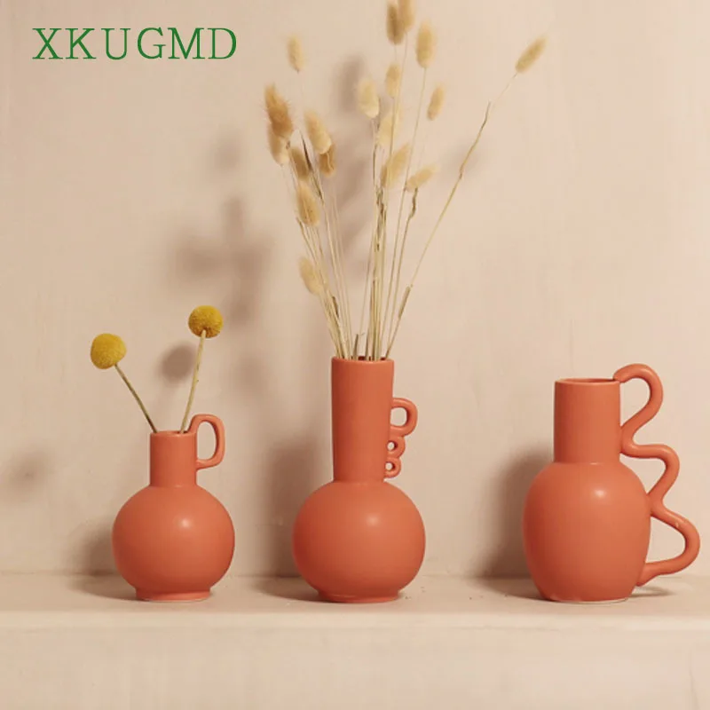 

Creative Nordic Ceramic Vase Guest Restaurant Desktop Flower Arrangement Container Dried Flower Art Vases Home Decor Ornaments