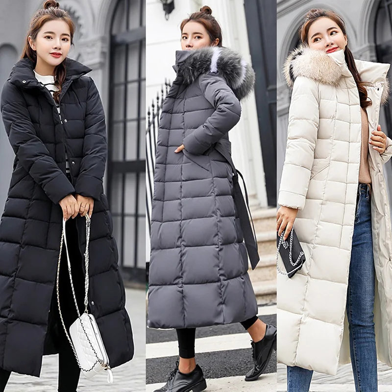 Fashion Winter Coat Women Jackets Thick Down Parkas Big Fur Hooded Cotton Long Coats Warm Windbreaker Female Slim Outwear | Женская