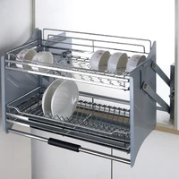 304 dish lifting pull out basket forced pull down basket stainless steel lifting cabinet storage cabinet basket