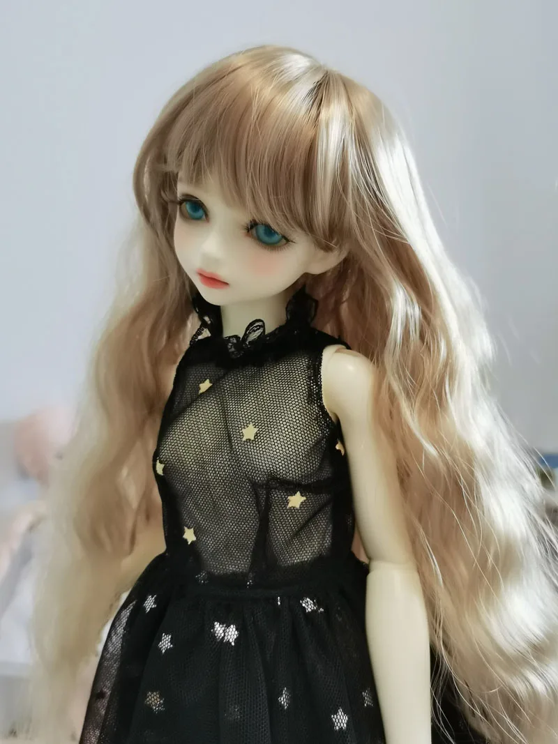 Long curly hair 1/3 1/4 1/6 1/8 1/12 BJD SD doll high temperature fiber wrap wig | Dolls Accessories