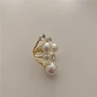 lovoacc hyperbole oversize simulated pearl rings for women bling rhinestone irregular charm ring korean wedding jewelry gift